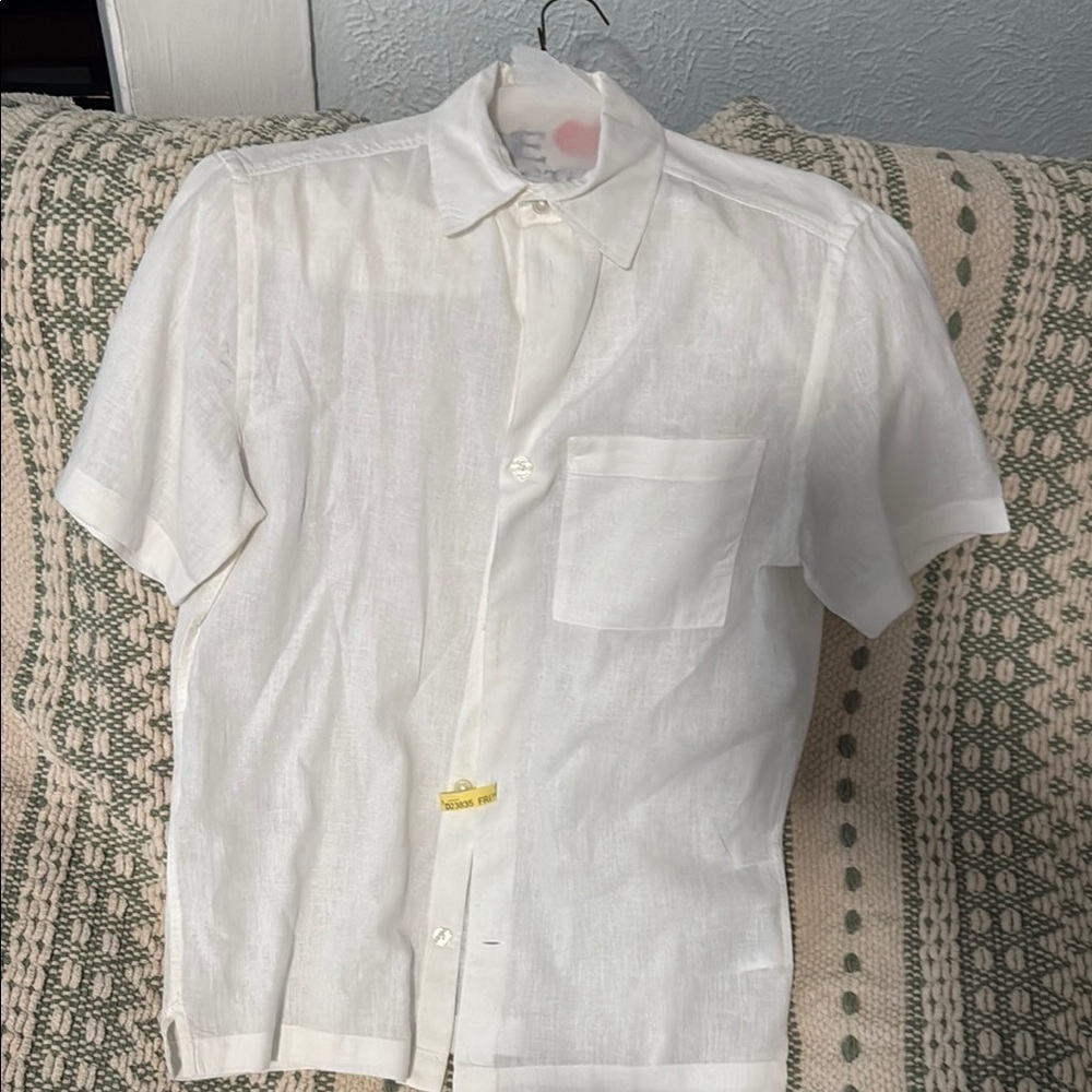 H&M Men's White Short Sleeve Button Down Shirt